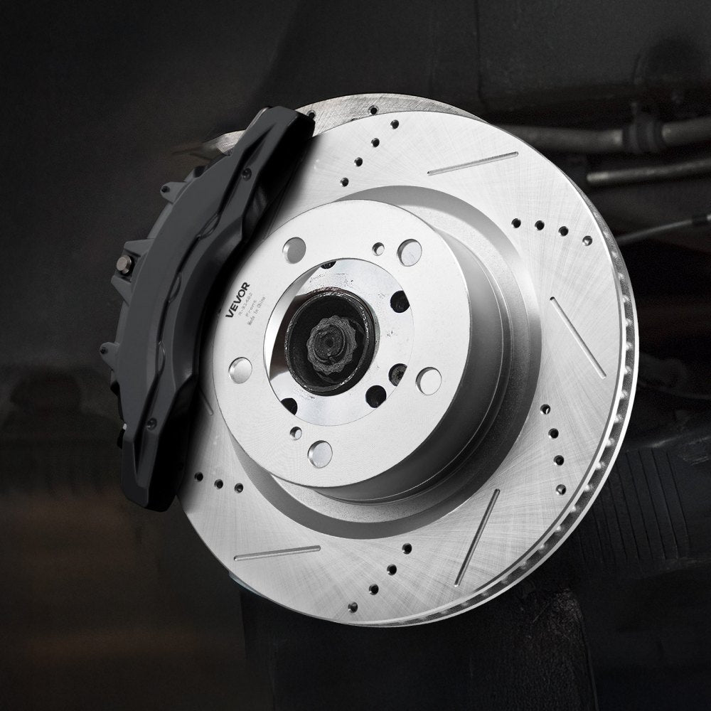 VEVOR Front & Rear Ceramic Brake Kit Compatible with 2016-2021 Lexus LX570, 2016-2021 Toyota Land Cruiser, Drilled and Slotted Brake Rotors Ceramic Brake Pads Replacement Kit, 14 inch Front Rotors