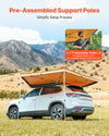 VEVOR 270 Degree Awning, 52 sq.ft Driver Side Vehicle Awning, Waterproof UV50+ Car Side Awnings with Carry Bag, All-Weather Free-Standing Overland Awnings Car Shelter for SUV Van Truck Camping