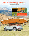 VEVOR 270 Degree Awning with Bulit-in LED Lights, 117 sq.ft Driver Side Vehicle Awning, Waterproof UV50+ Car Side Awnings, All-Weather Free-Standing Overland Awnings Car Shelter for SUV Truck Camping