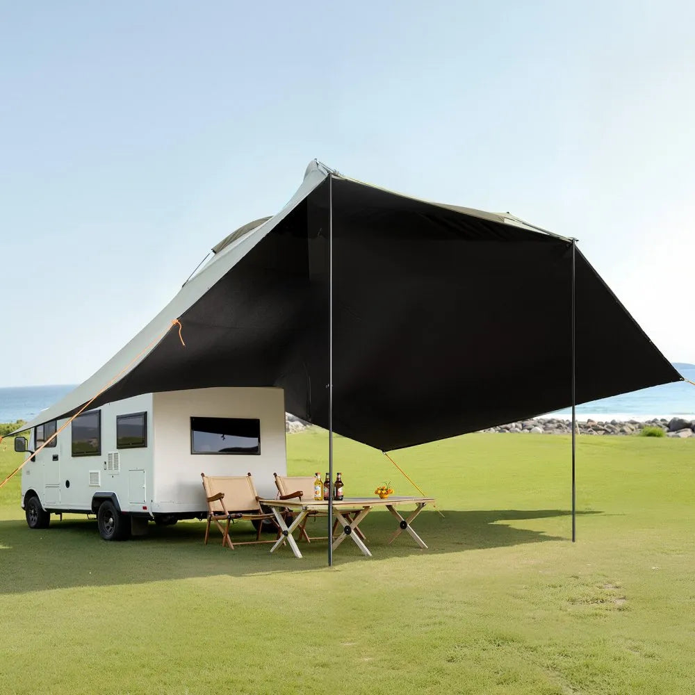 VEVOR Vehicle Awning, Large 10' x 7' Shade Coverage Car Side Awning, PU2000mm UV50+ Car Awning with Extended Side Canopies and Portable Storage Bag, Suitable for Truck, SUV, Van, Campers