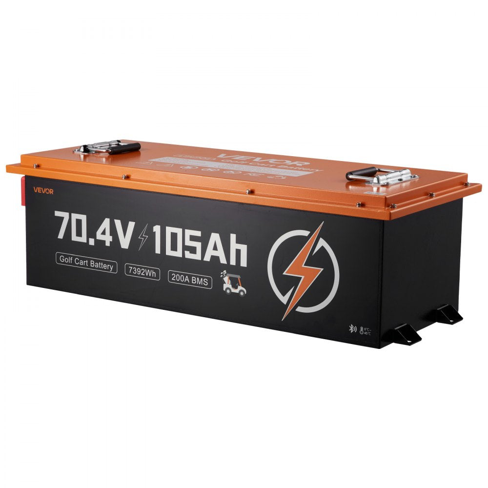 VEVOR 72V (70.4V) 105AH Lithium Golf Cart Battery, with 15A Charger, Lifepo4 Battery Kit, Built-in 200A BMS, with Bluetooth & Touch Monitor, 2C Discharge, 4000 Cycles, for Golf Carts, Trolling Motors