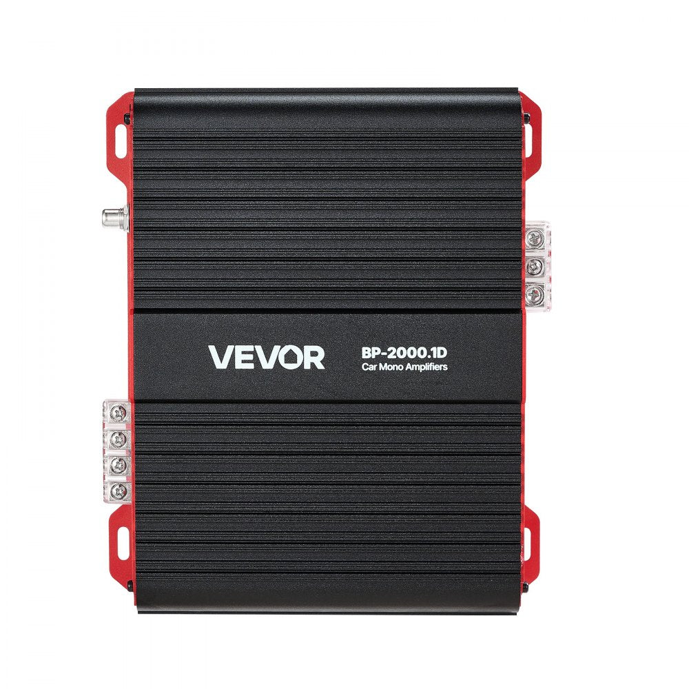 VEVOR Monoblock Car Amplifier, 2000W RMS MAX, 1/2/4 Ohm Stable, 1-Channel Class D Car Audio Amplifier with Remote Subwoofer Level Control, Low Pass Filter and Bass Boost, Volume Controller Included