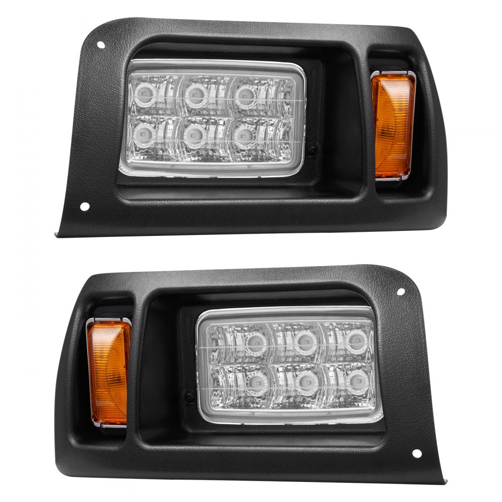 VEVOR Golf Cart Light Kit, 12 Volt, Street Legal LED Headlight and Taillight Kit with Wiring Harness, Turn Signals, Hazard Light, Switch Horn, Brake Pad, Zip Ties, ABS Housing, for Club Car DS 1993-Up