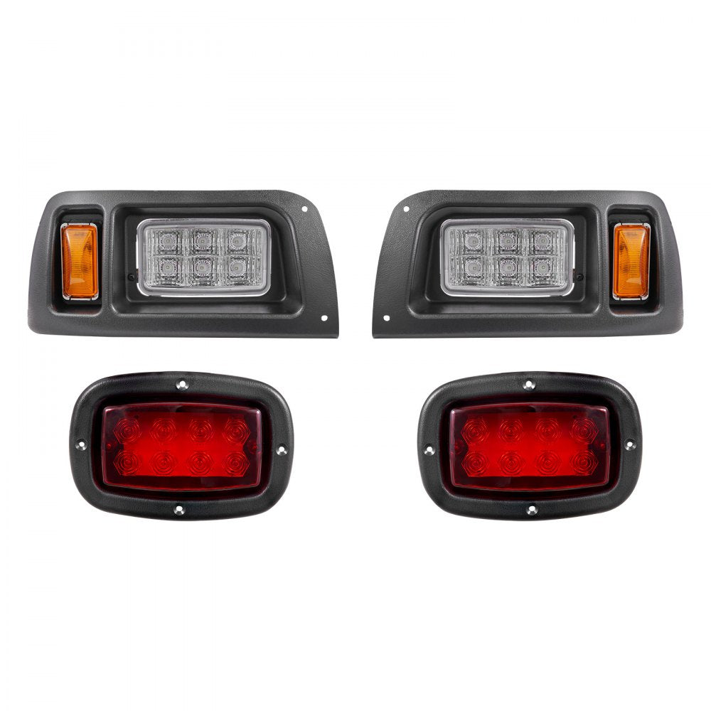 VEVOR Golf Cart Light Kit, 12 Volt, Street Legal LED Headlight and Taillight Kit with Wiring Harness, Turn Signals, Hazard Light, Switch Horn, Brake Pad, Zip Ties, ABS Housing, for Club Car DS 1993-Up