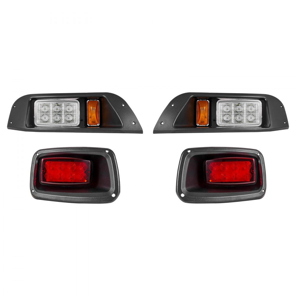 VEVOR Golf Cart Light Kit, 12 Volt, Street Legal LED Headlight and Tail Light Kit with Wiring Harness, Turn Signals, Hazard Light, Switch Horn, Brake Pad, Zip Ties, ABS Housing, for EZGO TXT 1996-2013