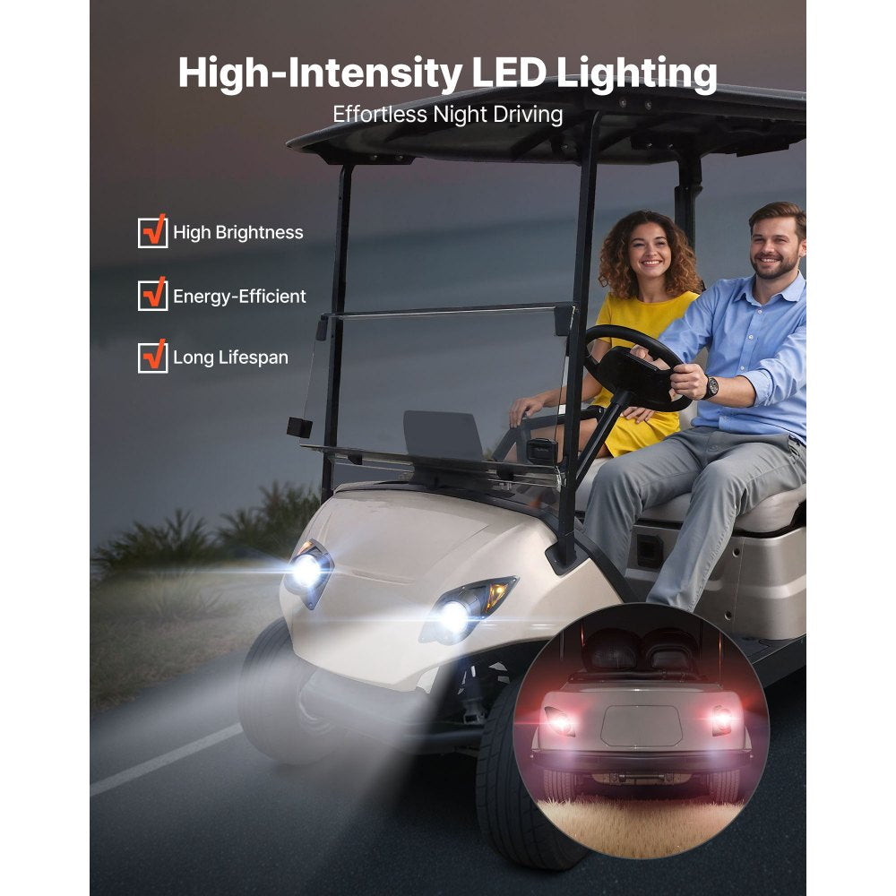 VEVOR Golf Cart Light Kit, 12 Volt, Street Legal LED Headlight and Taillight Kit with Wiring Harness, Turn Signals, Hazard Light, Switch Horn, Brake Pad, Zip Ties, ABS Housing, for Yamaha G29 2007-Up