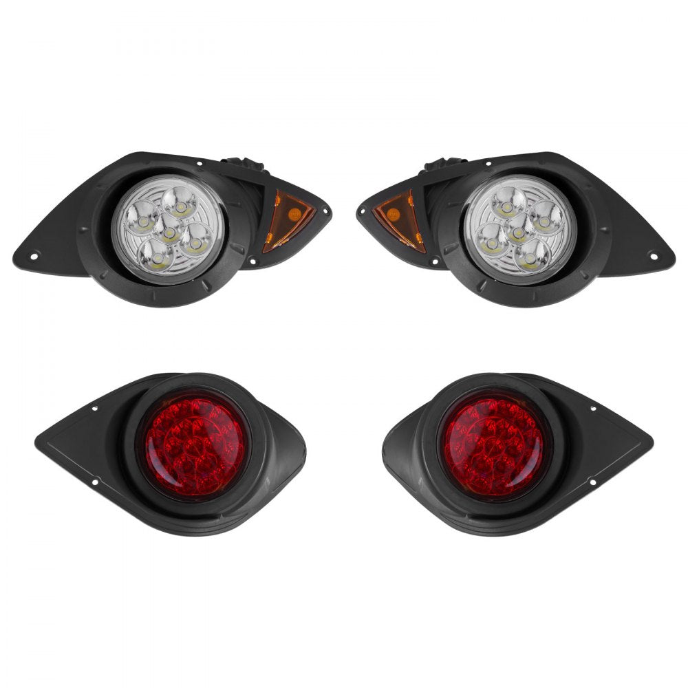 VEVOR Golf Cart Light Kit, 12 Volt, Street Legal LED Headlight and Taillight Kit with Wiring Harness, Turn Signals, Hazard Light, Switch Horn, Brake Pad, Zip Ties, ABS Housing, for Yamaha G29 2007-Up