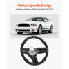 VEVOR Steering Wheel for 2010-2014 Ford Mustang, Carbon Fiber Steering Wheel D-Shaped Flat-Bottom, Leather Grip with Non-Slip Texture & Precise Stitching, Accessories Replacement for Mustang, Black