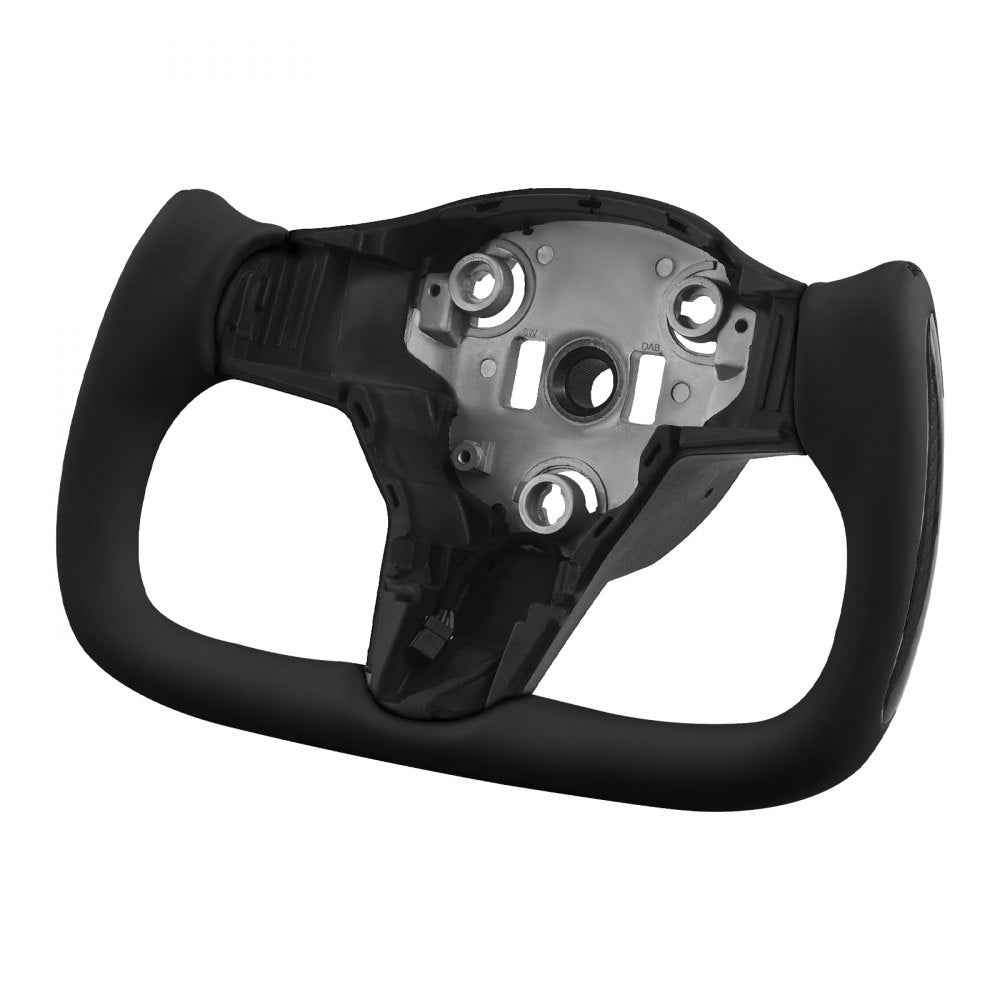VEVOR Steering Wheel for 2016-2023 Tesla Model 3, Carbon Fiber Steering Wheel D-Shaped Flat-Bottom with Heating Function, Leather Grip with Non-Slip Texture, Accessories Replacement for Model 3, Black