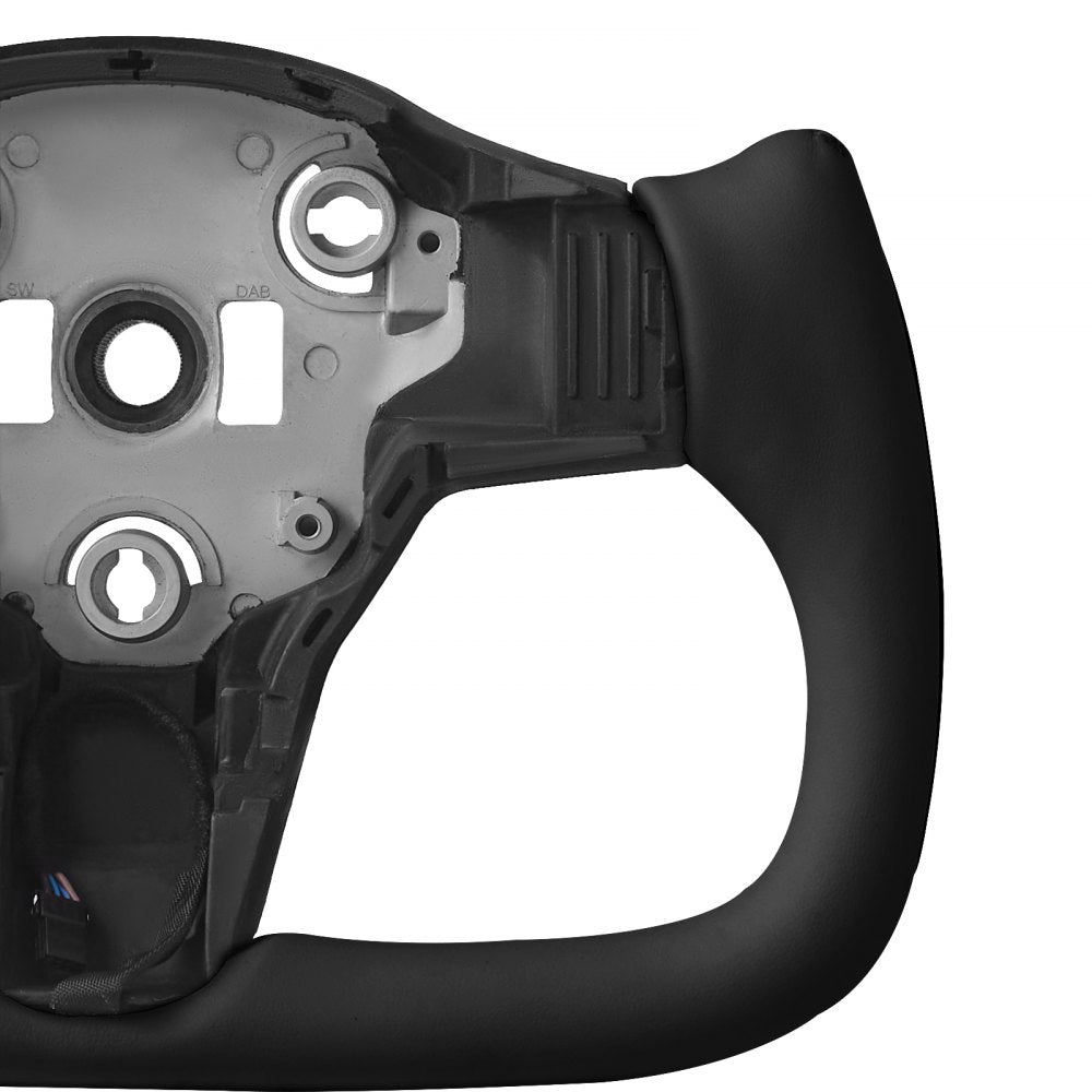 VEVOR Steering Wheel for 2016-2023 Tesla Model 3, Carbon Fiber Steering Wheel D-Shaped Flat-Bottom with Heating Function, Leather Grip with Non-Slip Texture, Accessories Replacement for Model 3, Black