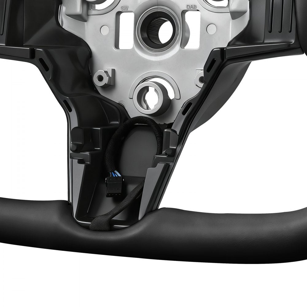 VEVOR Steering Wheel for 2016-2023 Tesla Model 3, Carbon Fiber Steering Wheel D-Shaped Flat-Bottom with Heating Function, Leather Grip with Non-Slip Texture, Accessories Replacement for Model 3, Black