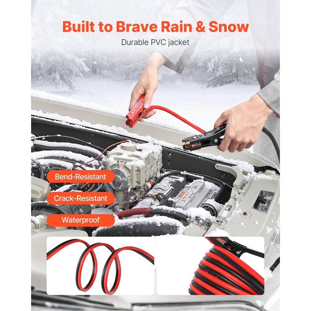 VEVOR Jumper Cables for Car Battery, 20 Feet, 4 Gauge Heavy Duty Automotive Booster Cables for Jump Starting Dead or Weak Batterie, with Carrying Bag, for Cars, Trucks, SUVs, Emergency Roadside Kit