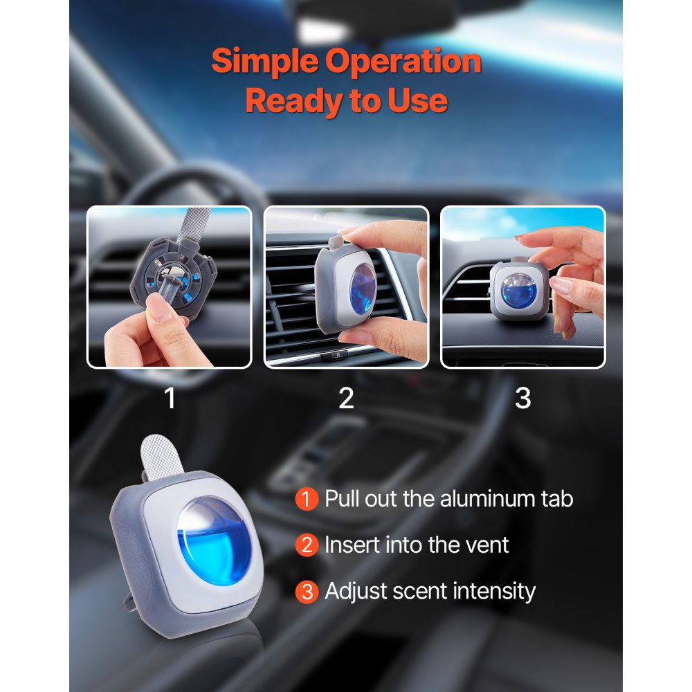VEVOR Car Air Freshener, 6-Pack New Car Scent Vent Clips, 4ml Each, Long-Lasting Fragrance Up to 180 Days , Adjustable Intensity Air Fresheners for Vehicles, Compatible with Various Vehicle Vents