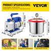 VEVOR 1.5 Gallon Vacuum Degassing Chamber Kit Stainless Steel Degassing Chamber 5.7L Vacuum Chamber Kit with 2.5 CFM Vacuum Pump - Not for Wood Stabilizing
