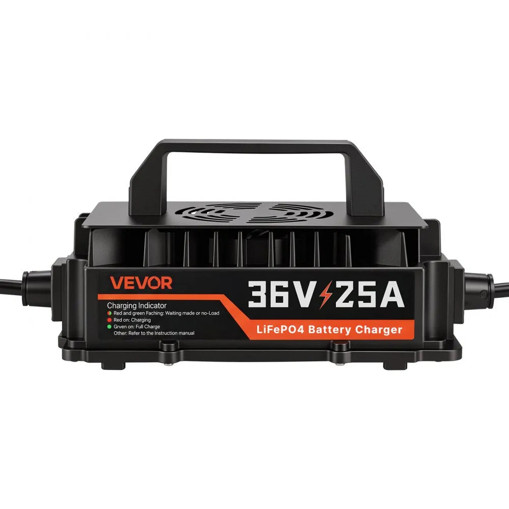 VEVOR Golf Cart Battery Charger 36V 25A Club Car EZGO Lithium Smart Charger, for LiFePO4 Battery, Aluminum Alloy Shell, Trickle Charging, LED Indicator, Cooling Fan, for Forklift, RV, IP67 Waterproof