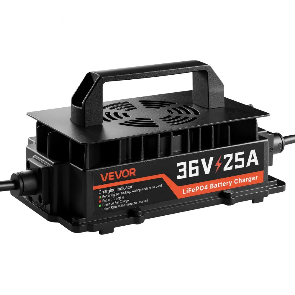 VEVOR Golf Cart Battery Charger 36V 25A Club Car EZGO Lithium Smart Charger, for LiFePO4 Battery, Aluminum Alloy Shell, Trickle Charging, LED Indicator, Cooling Fan, for Forklift, RV, IP67 Waterproof