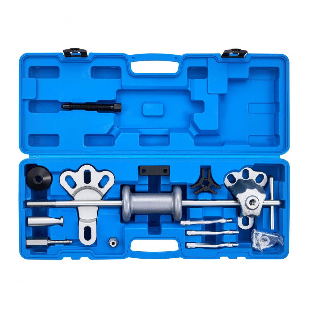 VEVOR 9-Way Slide Hammer Puller Set, 15PCS Front Wheel Hub Bearing Remover & Rear Wheel Axle Hub Dent Shaft Puller Tool Kit, Axle Bearing Puller Tool Kit and Slide Hammer Remover Set with Carry Box