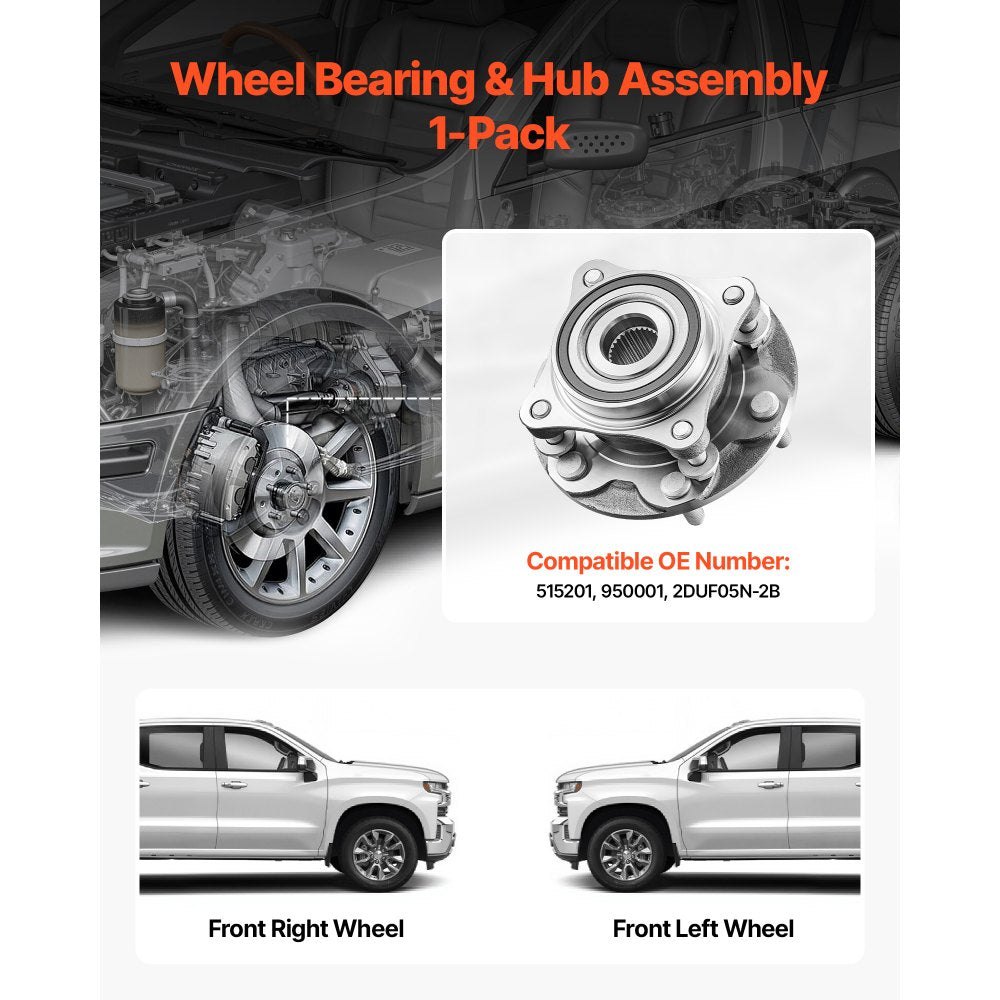 VEVOR Front Wheel Bearing & Hub Assembly Fit for 2021 Toyota 4Runner Base Limited Nightshade Sport Utility Tacoma Edicion Especial Crew Cab Pickup 4-Door 4WD OEM 515201, Wheel Bearing Hub Assembly Set
