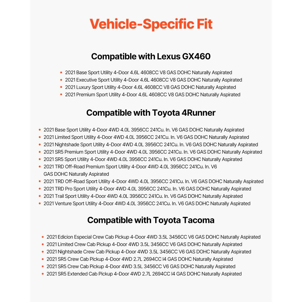 VEVOR Front Wheel Bearing & Hub Assembly Fit for 2021 Toyota 4Runner Base Limited Nightshade Sport Utility Tacoma Edicion Especial Crew Cab Pickup 4-Door 4WD OEM 515201, Wheel Bearing Hub Assembly Set