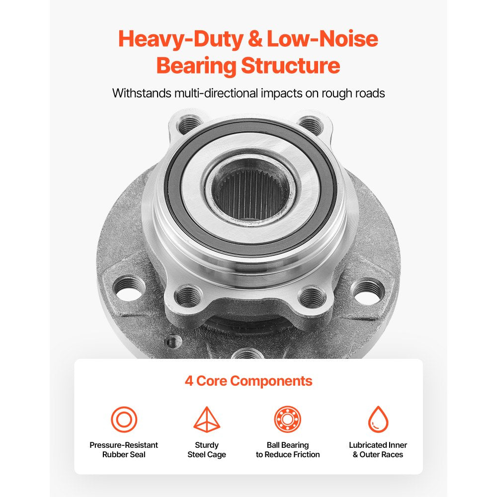 VEVOR 2PCS Front Wheel Bearing & Hub Assembly Fit for 2018 Audi Q3 Komfort Premium Plus Sport Utility 4-Door Volkswagen Beetle Coast Convertible 2-Door 2.0L OEM 513253, Wheel Bearing Hub Assembly Set