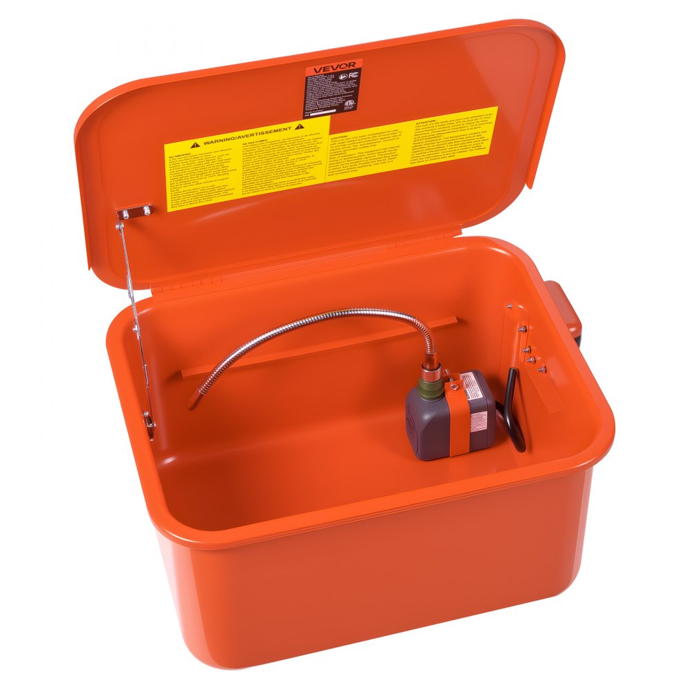 VEVOR Parts Washer 5-Gallon, 3.5 Gallon Solvent Capacity, 0.4 Gallon per Minute Max Pump Output, Portable Steel Automotive Parts Cleaner with Electric Pump for Wheel Bearings, Gears, and Carburetors