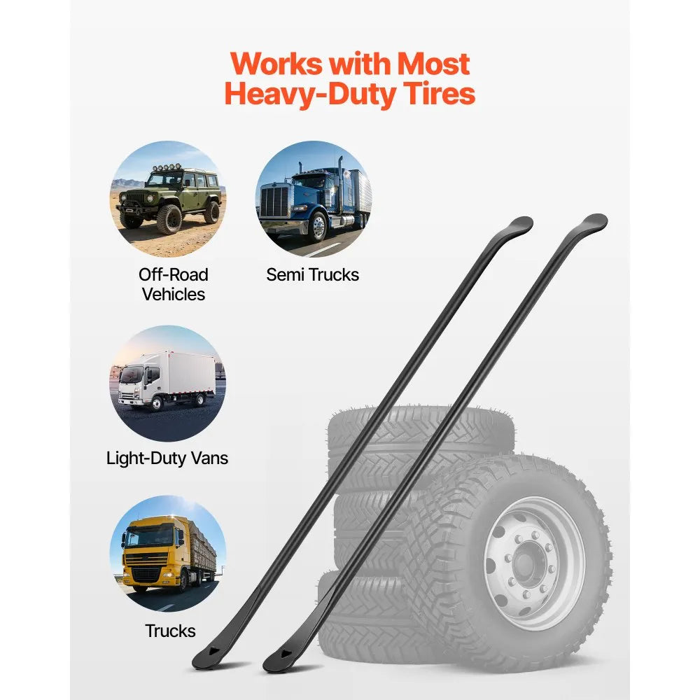 VEVOR Tire Bars, 2 PCS 38.2 Inch Tire Mount and Demount Iron, Heavy Duty Alloy Steel Mounting Tools, Professional Changing Removal Tools for Truck, Semi Truck, Off-Road Vehicle, Light-Duty Van, Black