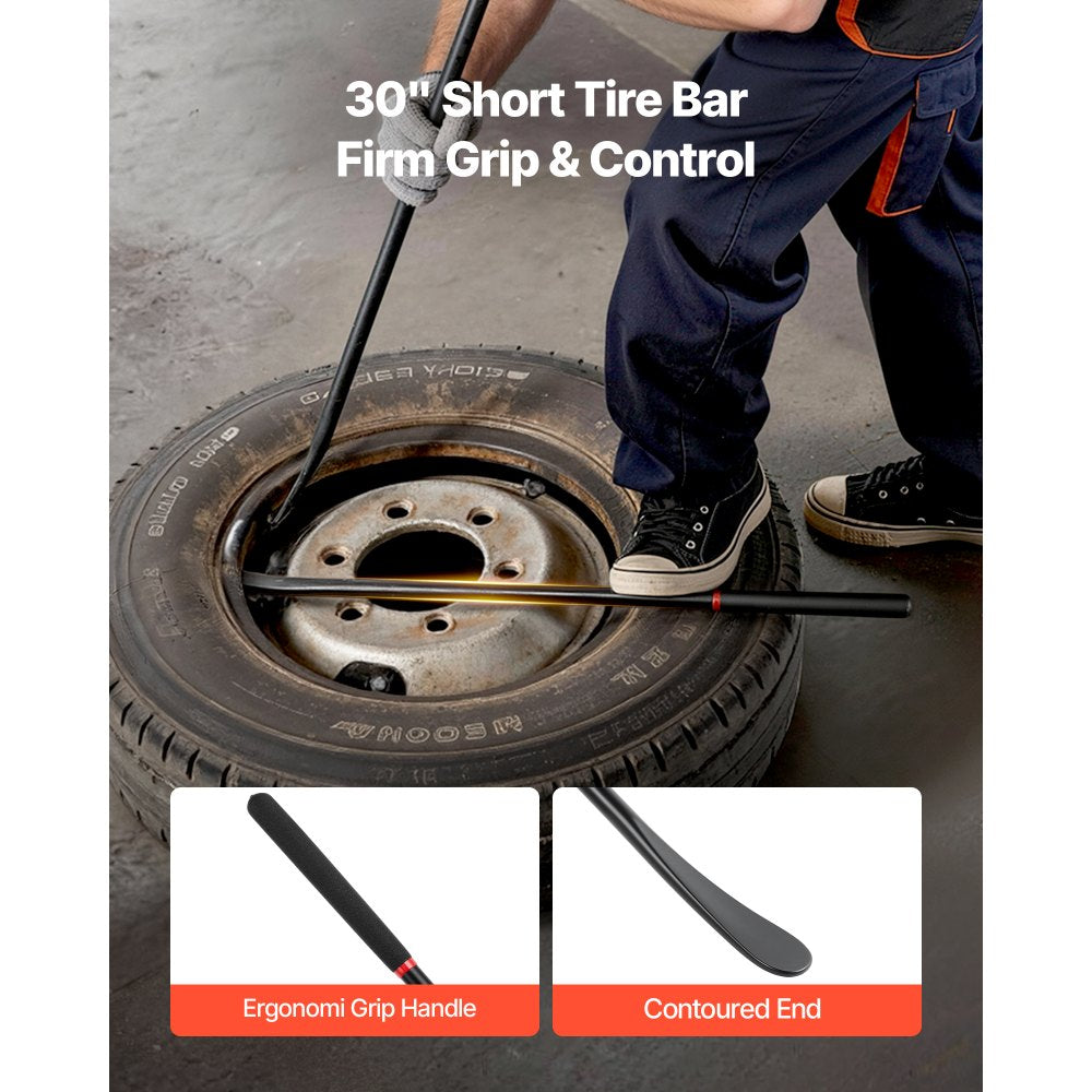 VEVOR Tire Bars, 2 PCS, 38.2 Inch Tire Mount and Demount Iron & 30 Inch Mt and Demount Spoon Bar, Heavy Duty Alloy Steel Changing Tools for Truck, Semi Truck, Off-Road Vehicle, Bus, Tractor, Black