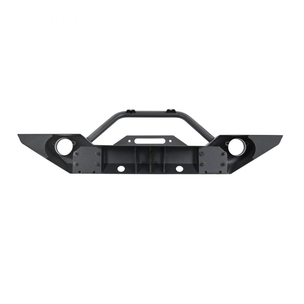 VEVOR Front Bumper Compatible with 2007-2018 Wrangler JK/JKU - with Winch Plate, D-Ring Mounts & Fog Light Housing, Heavy-Duty Steel Front Bumper with E-Coating