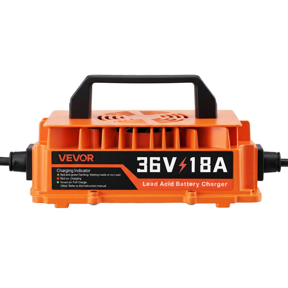 VEVOR Golf Cart Battery Charger 36V 18A EZGO Smart Charger D Style Plug, Only for Lead Acid Battery, Aluminum Alloy Shell, Trickle Charging, LED Indicator Light, with Cooling Fan, IP67 Waterproof