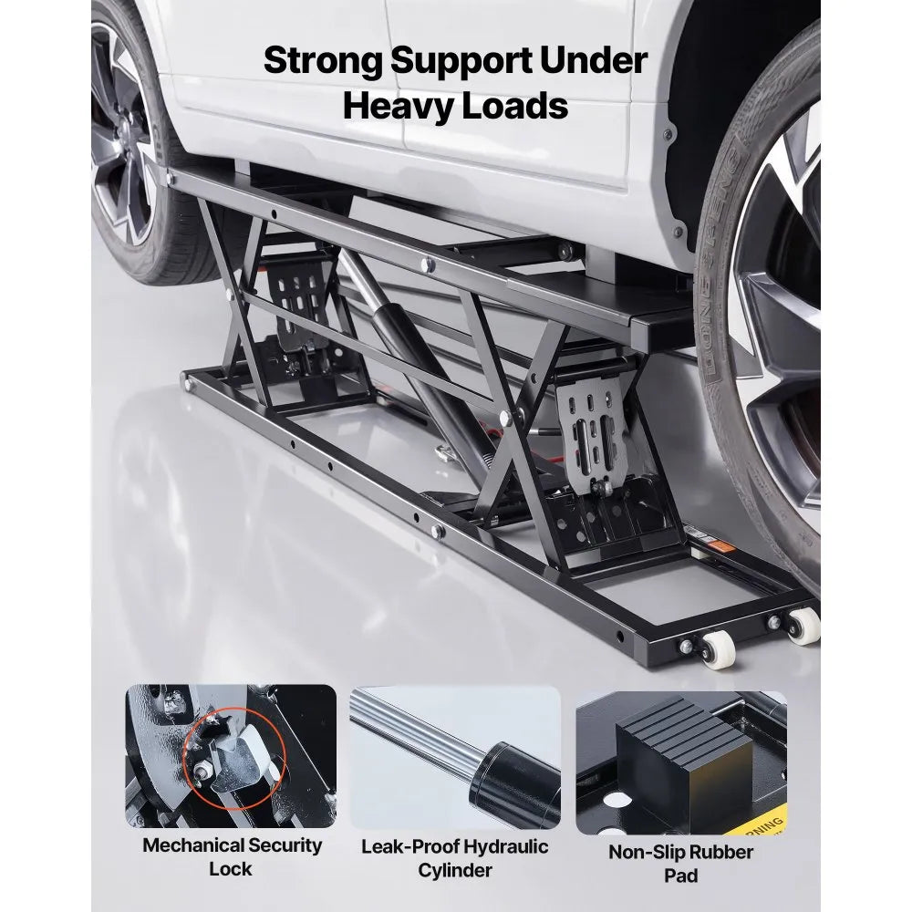 VEVOR Portable Car Lift, 5000 lbs Capacity, Heavy Duty Quick Lift with 25.6" Max Height, Pneumatic Pump, Wheels, 4 Rubber Pads & 4 Lifting Columns for Cars, Compact SUVs, Mini Trucks, Garage or Shop