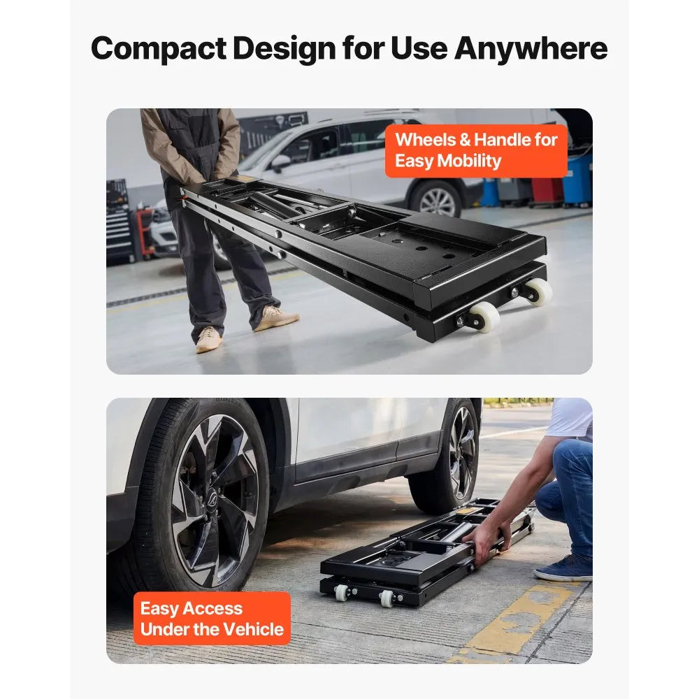 VEVOR Portable Car Lift, 7000 lbs Capacity, Heavy Duty Steel Truck Lift with 26.8" Max Height, Pneumatic Pump, Wheels, 4 Rubber Pads & 4 Lifting Columns for Cars, SUVs, Trucks, Home Garage or Shop Use