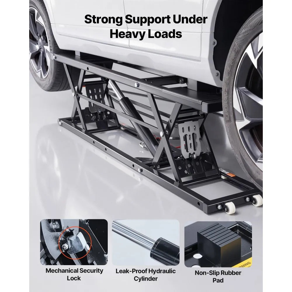 VEVOR Portable Car Lift, 7000 lbs Capacity, Heavy Duty Steel Truck Lift with 26.8" Max Height, Pneumatic Pump, Wheels, 4 Rubber Pads & 4 Lifting Columns for Cars, SUVs, Trucks, Home Garage or Shop Use
