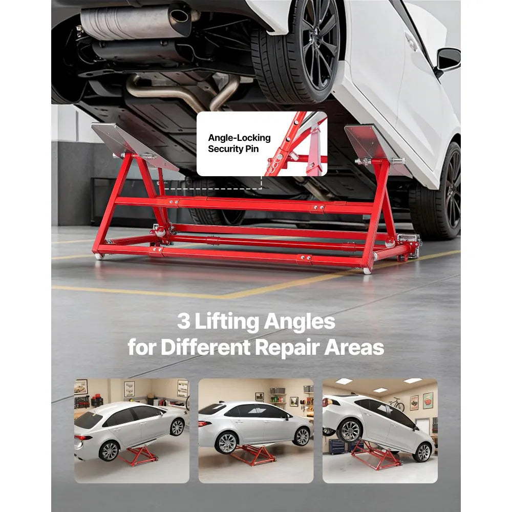 VEVOR Portable Car Lift, 4400 lbs Capacity, Heavy Duty Steel Quick Lift with 23" Max Height, Adjustable Width and Wheels, Manual Lifting for Cars, Compact SUVs, Mini Trucks, Home Garage or Shop Use