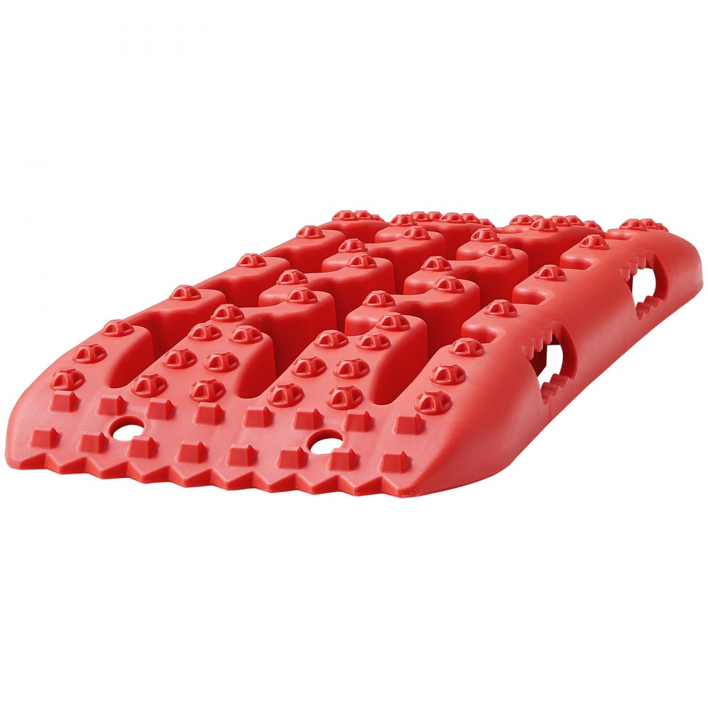 VEVOR 10 TON Traction Boards with PP Material, Recovery Boards for Off-road Vehicles/Cars/Pickups/SUVs/RVs, Pair Tire Traction Mats on Snow, Sand, Mud and Loose Terrain, Storage Bag, Short, Red