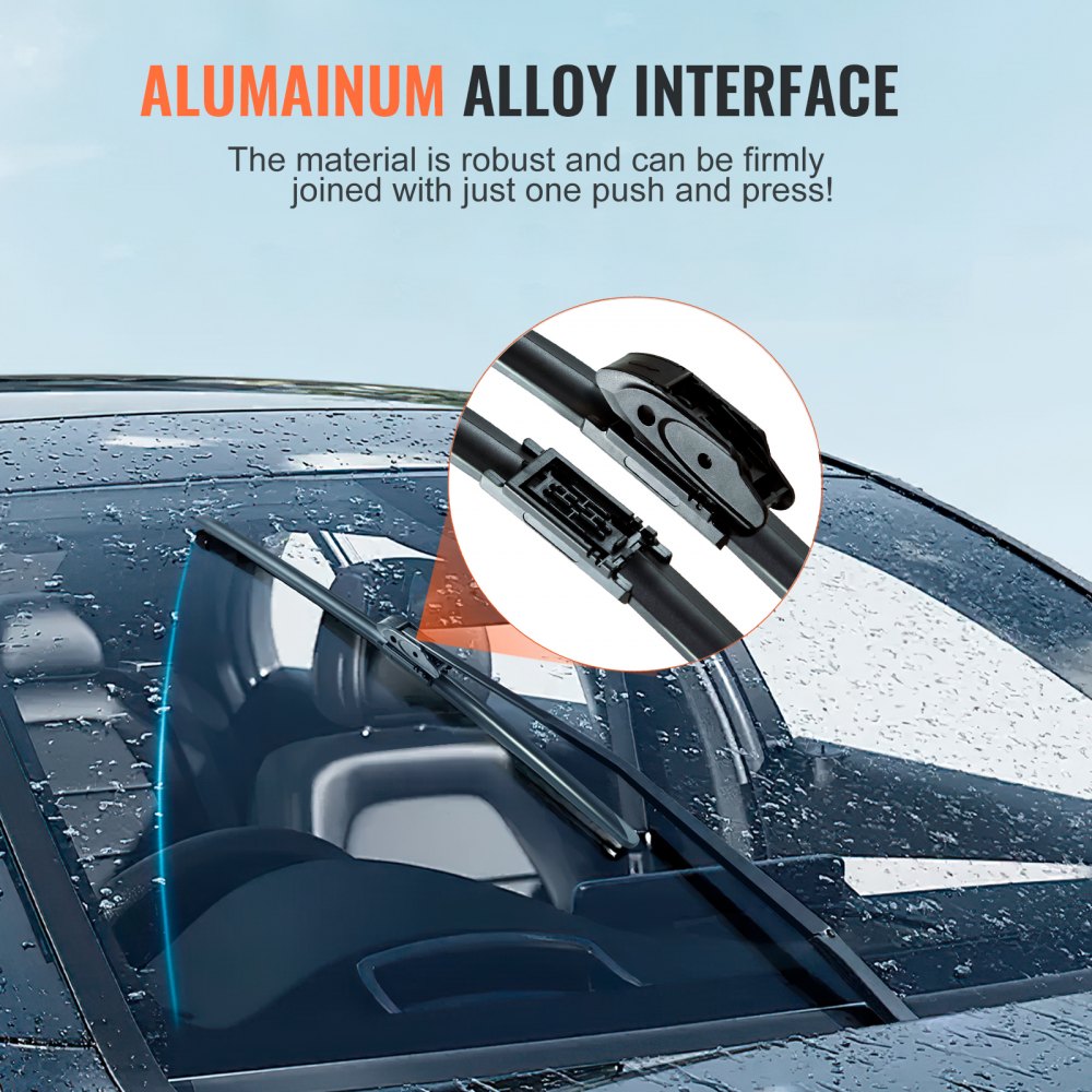 VEVOR 21" Rubber Wiper Blades, 53 cm Universal Replacement Wind Shield Wiper, Low Noise & Better Fit, with 4 Different Clips for most Car, Easy Installation