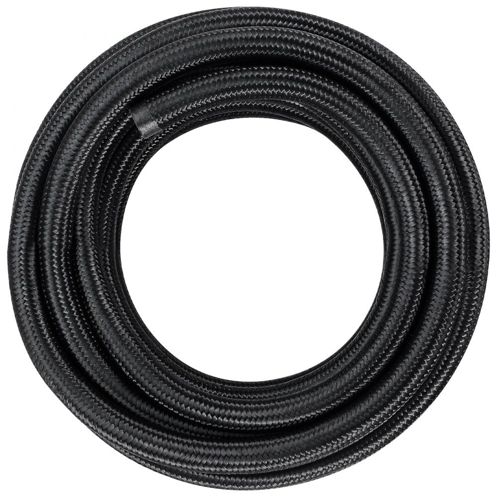VEVOR 6AN Fuel Line Kit, 25 FT Fuel Hose Kit, 5/16" Nylon Stainless Steel Braided PTFE Fuel Line Kit, E85/Oil/Gas/Diesel Hose End Fitting Kit, with 15 PCS Swivel Fitting Adapter Kit, Black