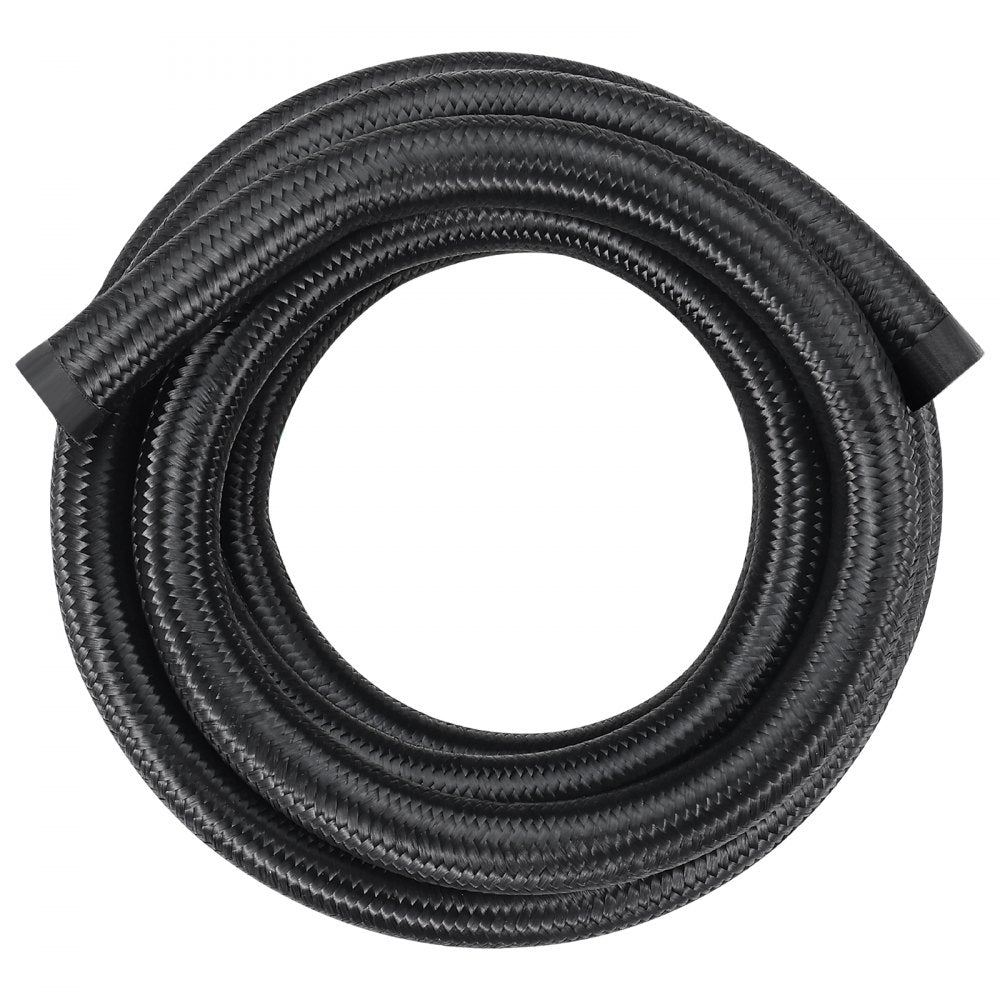 VEVOR 10AN Fuel Line Kit, 10 FT Fuel Hose Kit, 0.55" Nylon Stainless Steel Braided Fuel Line Oil/Gas/Diesel Hose End Fitting Kit, with 7 PCS Swivel Fitting Adapter Kit, Black
