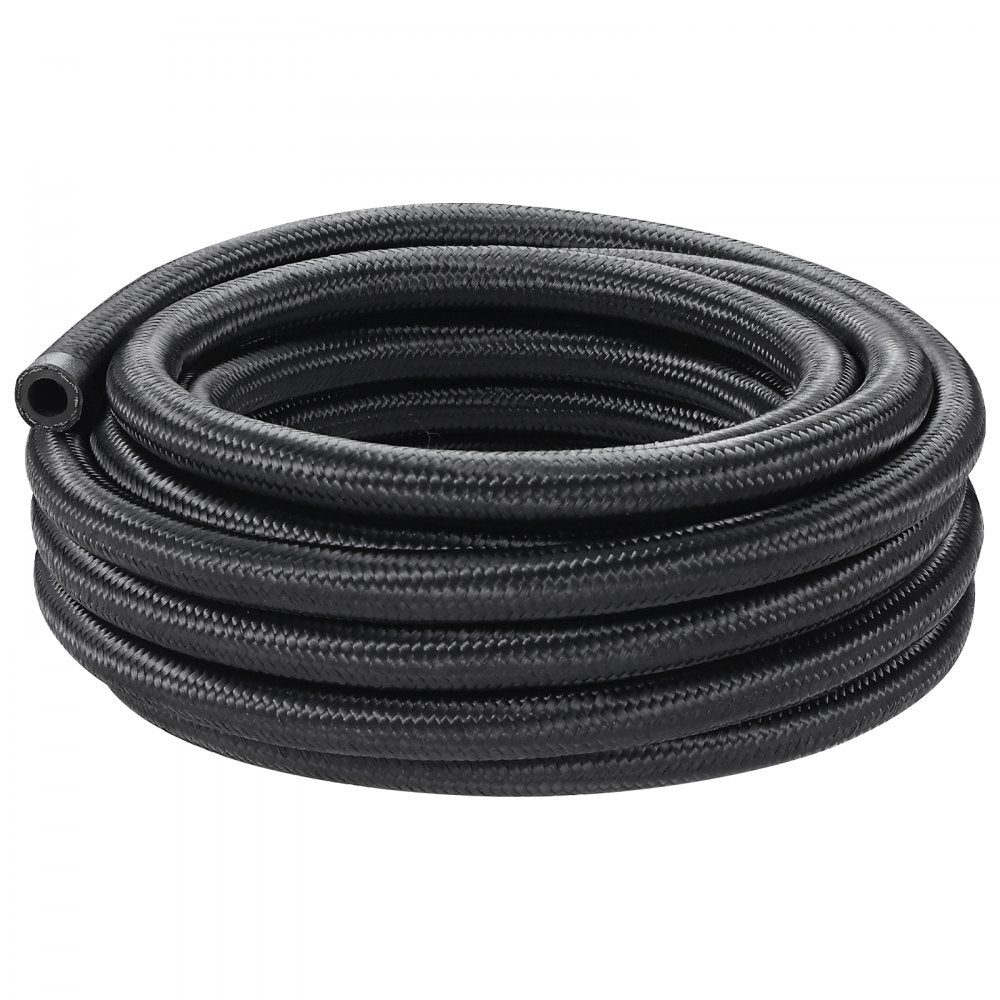VEVOR 6AN Fuel Line Kit, 20 FT Fuel Hose Kit, 0.34" Nylon Stainless Steel Braided Fuel Line Oil/Gas/Diesel Hose End Fitting Kit, with 12 PCS Swivel Fitting Adapter Kit, Black