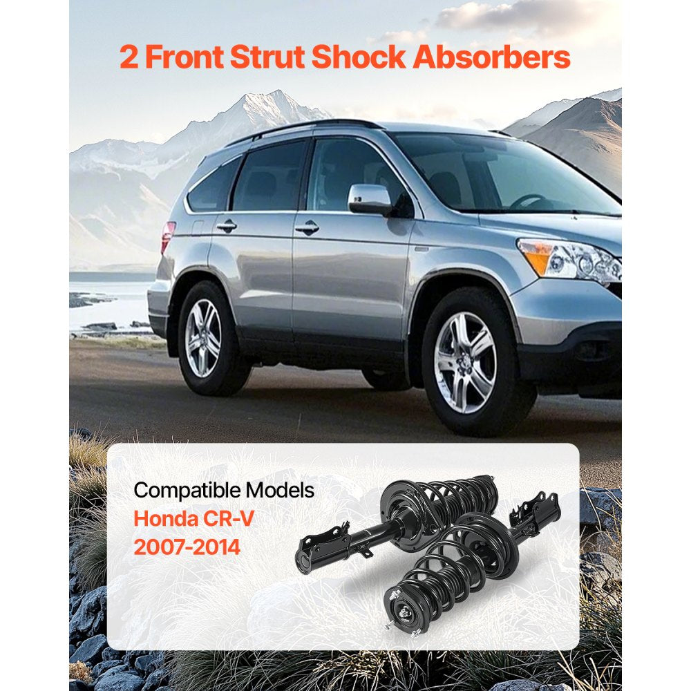 VEVOR Front Shock Absorber Strut Assembly, 2Pcs Shock and Strut Assembly with Coil Spring, Compatible with 2007-2014 Honda CR-V, Automotive Replacement Struts, OE 272491/272492