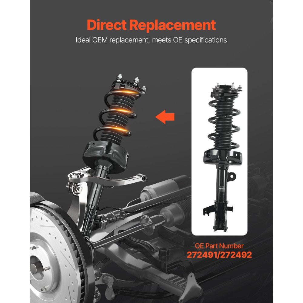 VEVOR Front Shock Absorber Strut Assembly, 2Pcs Shock and Strut Assembly with Coil Spring, Compatible with 2007-2014 Honda CR-V, Automotive Replacement Struts, OE 272491/272492