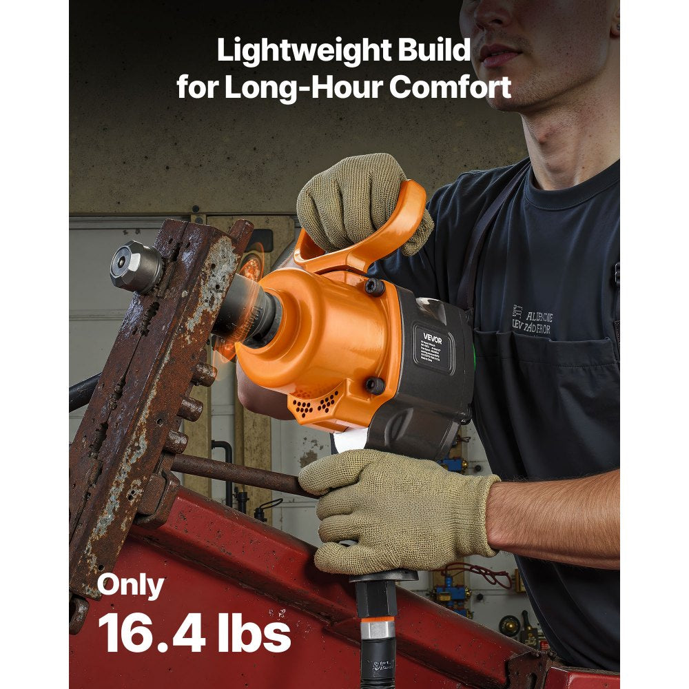 VEVOR 1 Inch Air Impact Wrench, Up to 1200 ft-lbs Nut-Busting Torque, 16.4 lbs Lightweight Pneumatic Impact Gun with Double Handles for Heavy Duty Repairs and Maintenance