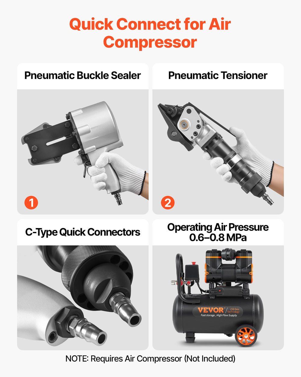 Quick connect for air compressor (C-type connectors, 0.6–0.8 MPa)