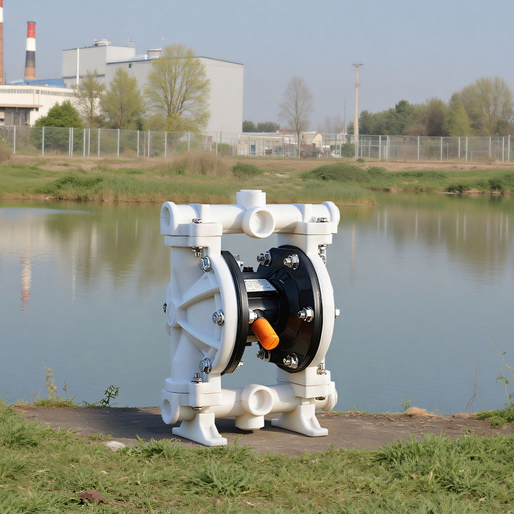 VEVOR Air Operated Double Diaphragm Pump, 4.4 GPM, 1-1/2 inch Inlet & Outlet Pneumatic Waste Oil Transfer Pump, Max 100 PSI, Polypropylene Body, Air-Operated for Diesel, Grease, Kerosene, Gasoline