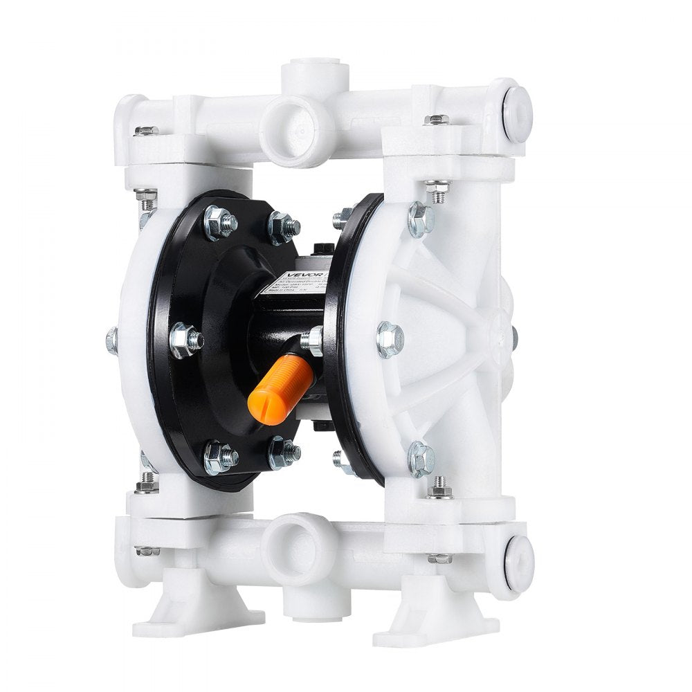 VEVOR Air Operated Double Diaphragm Pump, 4.4 GPM, 1-1/2 inch Inlet & Outlet Pneumatic Waste Oil Transfer Pump, Max 100 PSI, Polypropylene Body, Air-Operated for Diesel, Grease, Kerosene, Gasoline