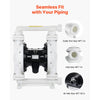 VEVOR Air Operated Double Diaphragm Pump, 25 GPM, 1 inch Inlet & Outlet Pneumatic Waste Oil Transfer Pump, Max 100 PSI, Polypropylene Body, Air-Operated for Diesel, Grease, Kerosene, Gasoline & Oil