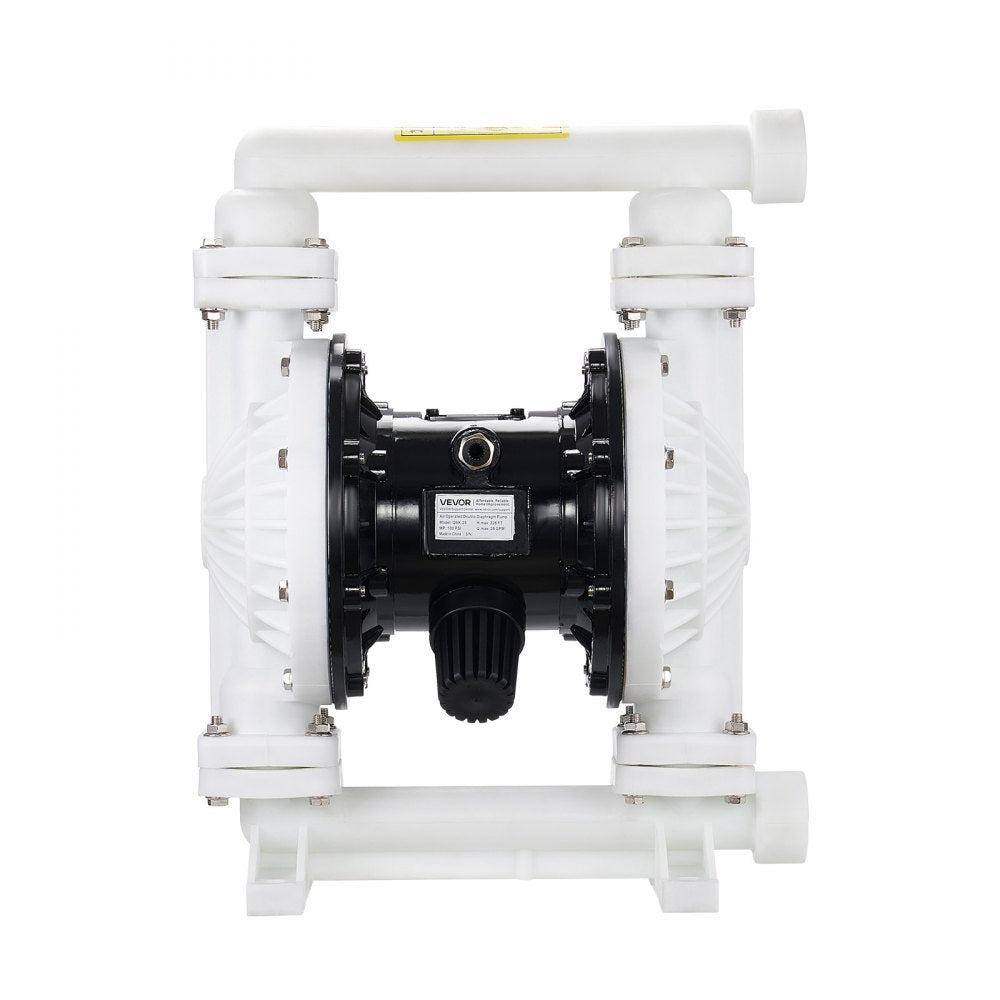 VEVOR Air Operated Double Diaphragm Pump, 25 GPM, 1 inch Inlet & Outlet Pneumatic Waste Oil Transfer Pump, Max 100 PSI, Polypropylene Body, Air-Operated for Diesel, Grease, Kerosene, Gasoline & Oil