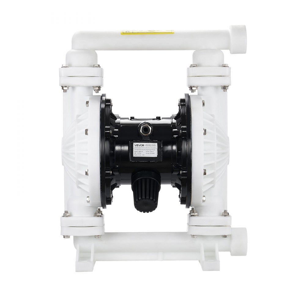 VEVOR Air Operated Double Diaphragm Pump, 25 GPM, 1 inch Inlet & Outlet Pneumatic Waste Oil Transfer Pump, Max 100 PSI, Polypropylene Body, Air-Operated for Diesel, Grease, Kerosene, Gasoline & Oil