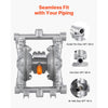 VEVOR Air Operated Double Diaphragm Pump, 6.6 GPM, 3/8 inch Inlet & Outlet Pneumatic Waste Oil Transfer Pump, Max 100 PSI, Aluminum Alloy Body, Air-Operated for Diesel, Grease, Kerosene, Gasoline
