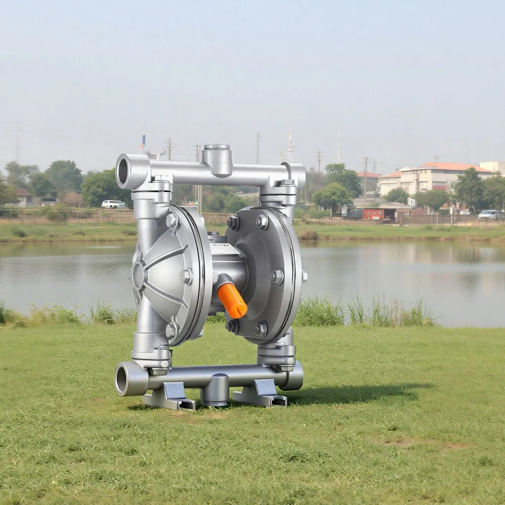 VEVOR Air Operated Double Diaphragm Pump, 6.6 GPM, 3/8 inch Inlet & Outlet Pneumatic Waste Oil Transfer Pump, Max 100 PSI, Aluminum Alloy Body, Air-Operated for Diesel, Grease, Kerosene, Gasoline