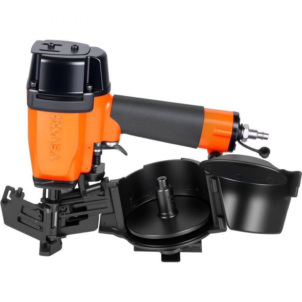 VEVOR Professional Roofing Nailer CN45N, 3/4" to 1-3/4" 15 Degree Air Roofing Nail Gun, 4–5 Nails/S Ultra-Fast Nailing, 70-110 PSI Pneumatic Coil Nailer for Asphalt Shingles, Roof Sheathing